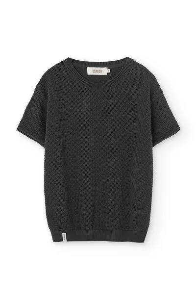 TIRALAHILACHA TIRALAHILACHA Hadara Short Sleeve Knitted Top, Schwarz, – Produktbild 4 von 4