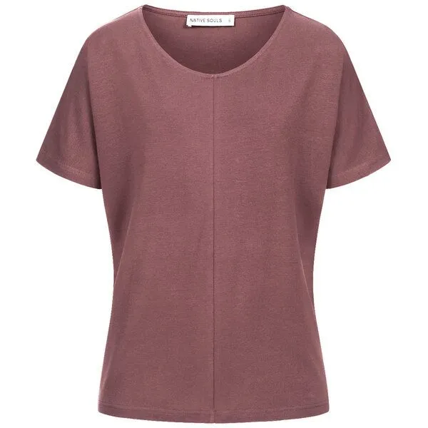 NATIVE SOULS NATIVE SOULS Lyocell Damen V-Neck Shirt Medhu, Dark berry, – Produktbild 1 von 1