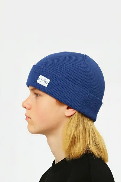 Lou-i Lou-i Kindermütze mit Umschlag Merinowolle Beanie, Royalblau, – Produktbild 3 von 3