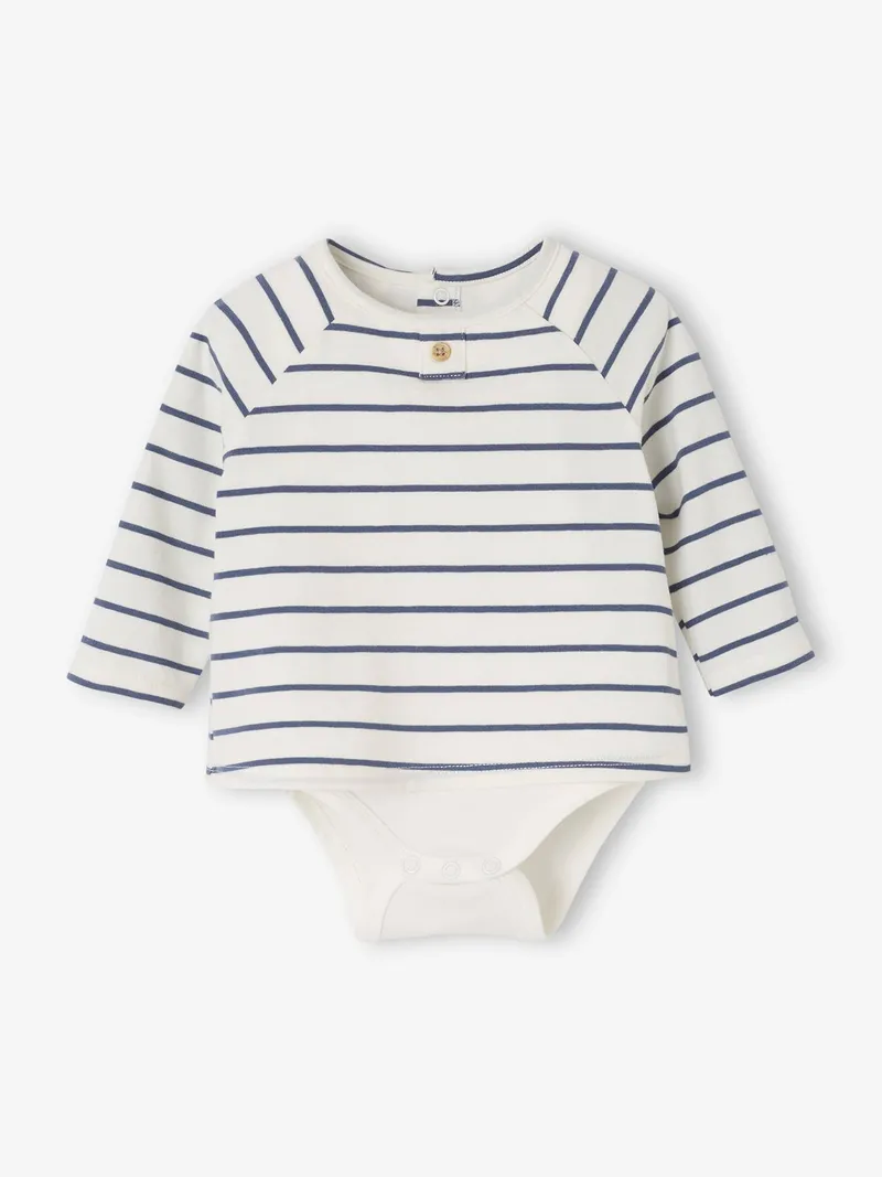 Vertbaudet 2er-Pack Baby Shirtbodys mit Kragen, Grau meliert, – Produktbild 2 von 3