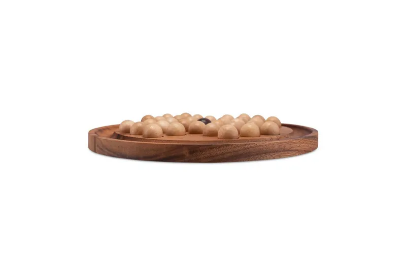 LOGOPLAY Spiel Solitär rund mit hellen Kugeln, Gesellschaftsspiel, Solitär XL rund Edles Knobelspiel aus Samena-Holz mit Holzkugeln Ø 26, Beige, – Produktbild 5 von 5