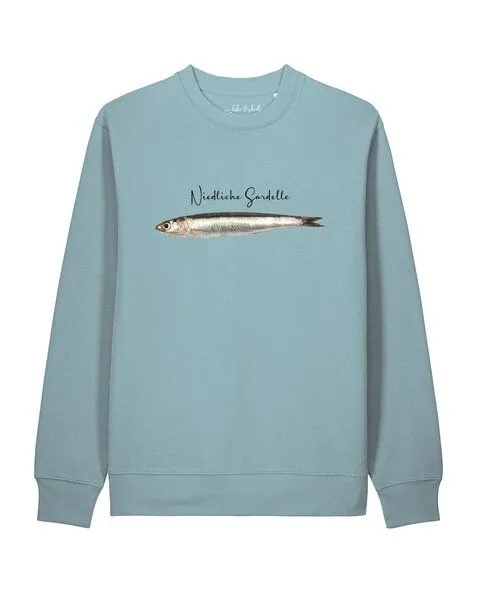 watapparel watapparel Sweatshirt Unisex Niedliche Sardelle, Pebble blue, – Produktbild 1 von 2