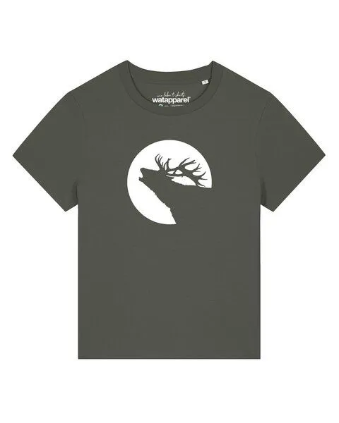 watapparel watapparel T-Shirt Frauen Röhrender Hirsch, Khaki, – Produktbild 1 von 2