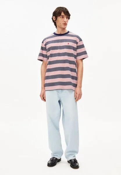 ARMEDANGELS ARMEDANGELS MAARKOS STRIPES Herren T-Shirt aus Bio-Baumwolle, Tinted navy-oatmilk, – Produktbild 4 von 4