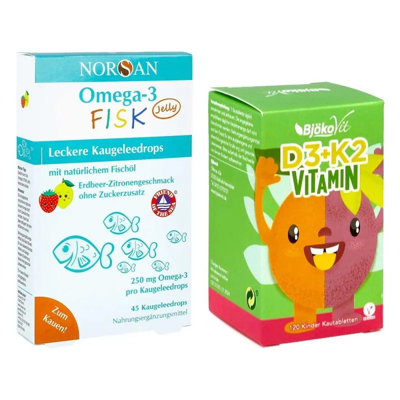 NORSAN Norsan Omega-3 Fisk Jelly + BjökoVit Vitamin D3+K2 für Kinder – Produktbild 1 von 1