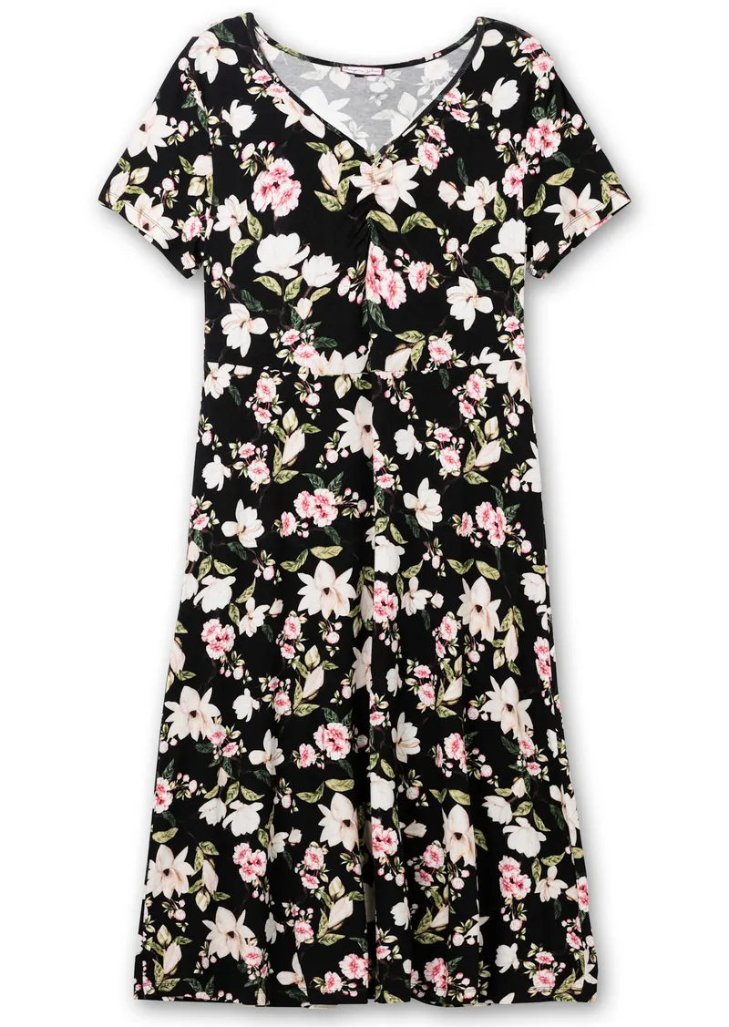sheego by Joe Browns Jerseykleid, Schwarz-gemustert, – Produktbild 2 von 2