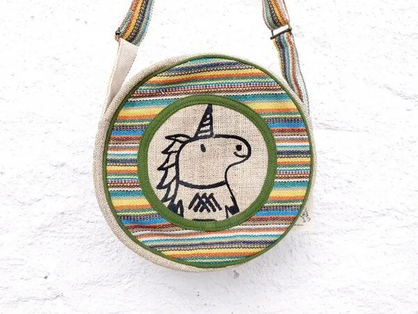 Himal Hemp Himal Hemp HH Einhorn Umhängetasche rund aus wildem Hanf und Baumwolle, Gelb, – Produktbild 1 von 2