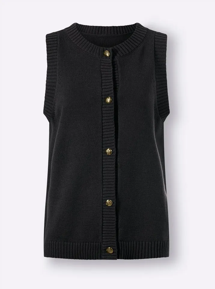 heine heine Strickweste Strickweste Ärmellos Feinstrick, Schwarz, – Produktbild 4 von 5