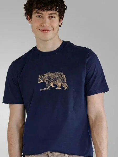 Kultgut Kultgut Artdesign - Biofair - Leichtes Basic-Shirt / Golden Bär, Dunkelblau, – Produktbild 3 von 4