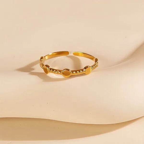 ELEKTROPULLI Größenverstellbarer Fine Dots Ring ca. Ø 17mm von Elektropulli, Gold, – Produktbild 1 von 4