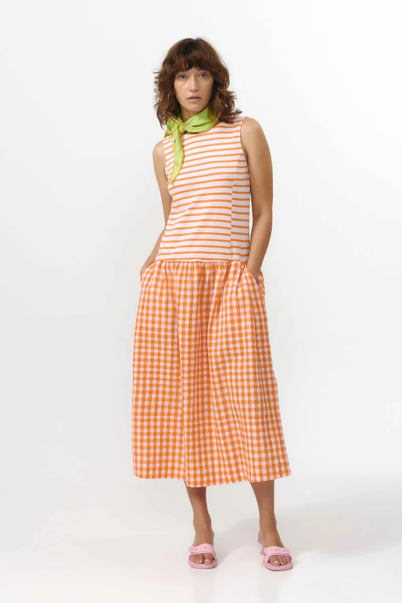 SUITE13LAB SUITE13LAB Damen vegan Kleid Mie Stripes Orange, Orange, – Produktbild 1 von 2