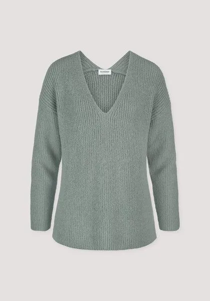 hessnatur hessnatur Strick Pullover Relaxed aus reinem Alpaka, Mattgrün, – Produktbild 4 von 4