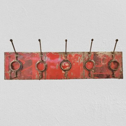 Moogoo Creative Africa Moogoo Creative Africa Garderobe -5 Haken- recycelte Ölfässer, Rot mit print, – Produktbild 2 von 3