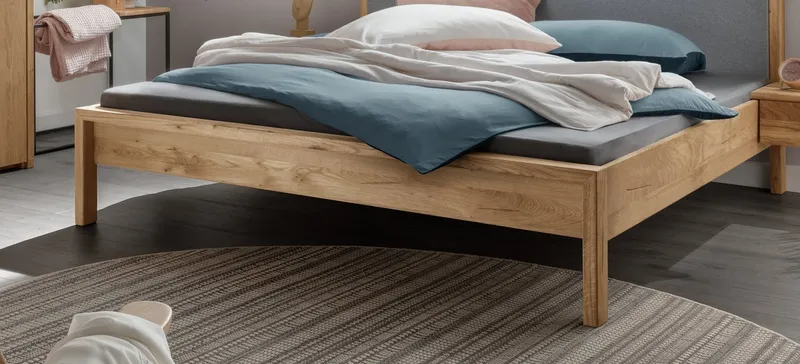 Home affaire Massivholzbett Huven Doppelbett, Holzbett, hohe Belastbarkeit: 200kg je Seite (1-tlg., in 4 Breiten, Einlasstiefe 16 oder 20cm, niedrige Fußhöhe), Massivholz, Skandinavisches Design, Robust, stabil, FSC zertifiziert, Beige, – Produktbild 3 von 4
