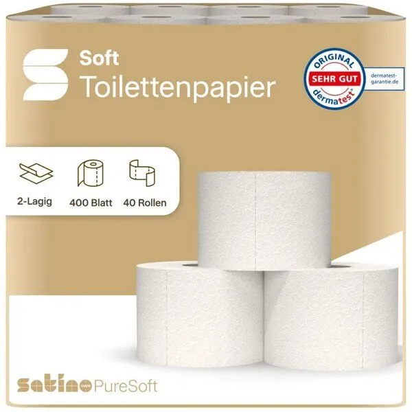 Satino by WEPA Satino by WEPA PureSoft Toilettenpapier 2-lagig - 40x400 Blatt – Produktbild 5 von 5