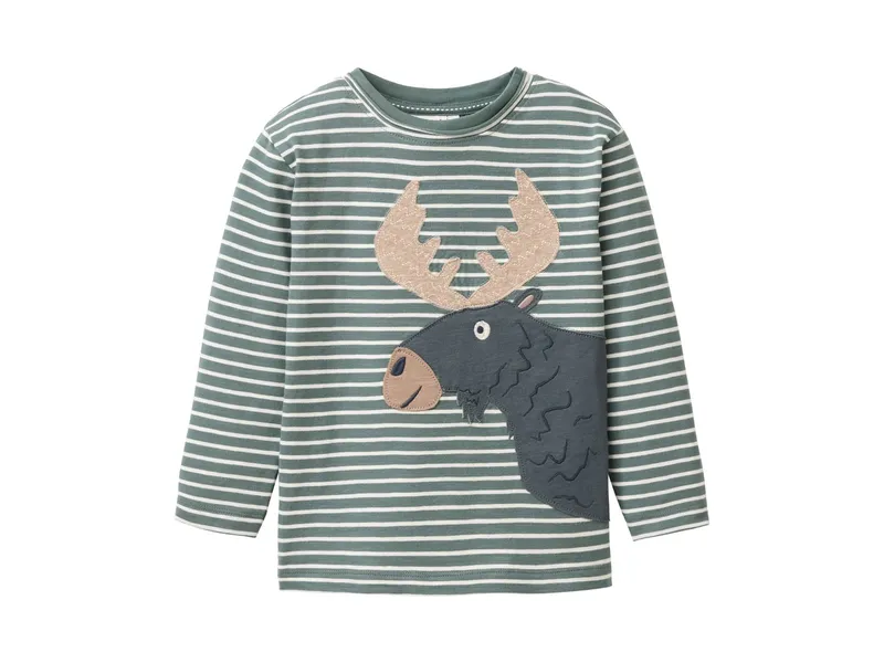 People Wear Organic People Wear Organic Langarm-Shirt eukalyptus geringelt 134/140, Grün, – Produktbild 1 von 1