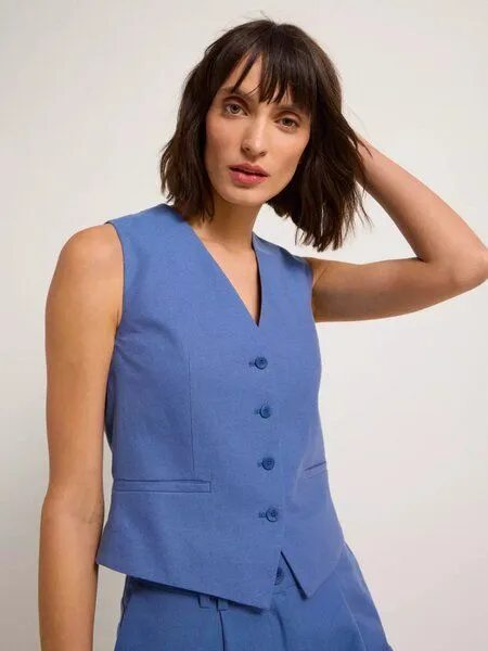 LANIUS Lanius - Weste aus Bio-Baumwolle, Leinen und TENCEL Modal, Blau (blue), – Produktbild 3 von 4