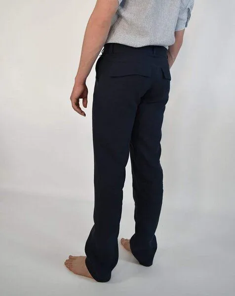 Aatise Aatise Herren Leinenhose im Chino-Stil aus 100% Leinen Zhineau, Blau, – Produktbild 4 von 4