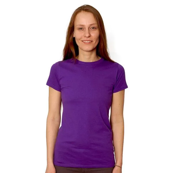 HANDGEDRUCKT HANDGEDRUCKT "Tagpfauenauge 01" Schmetterling Frauen-T-SHIRT von Earth Positiv Biobaumwolle, Purple, – Produktbild 2 von 3
