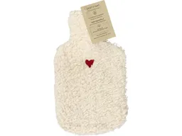 Memo Wärmflasche "Melly" mit Bezug aus Bio-Baumwolle, weiß, mit Herz bestickt, 0,8 l – Produktbild 1 von 1