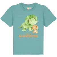 watabout kids watabout.kids T-Shirt Kinder Dinosaurier 07 Kleine Schwester, Teal monstera, – Produktbild 1 von 1