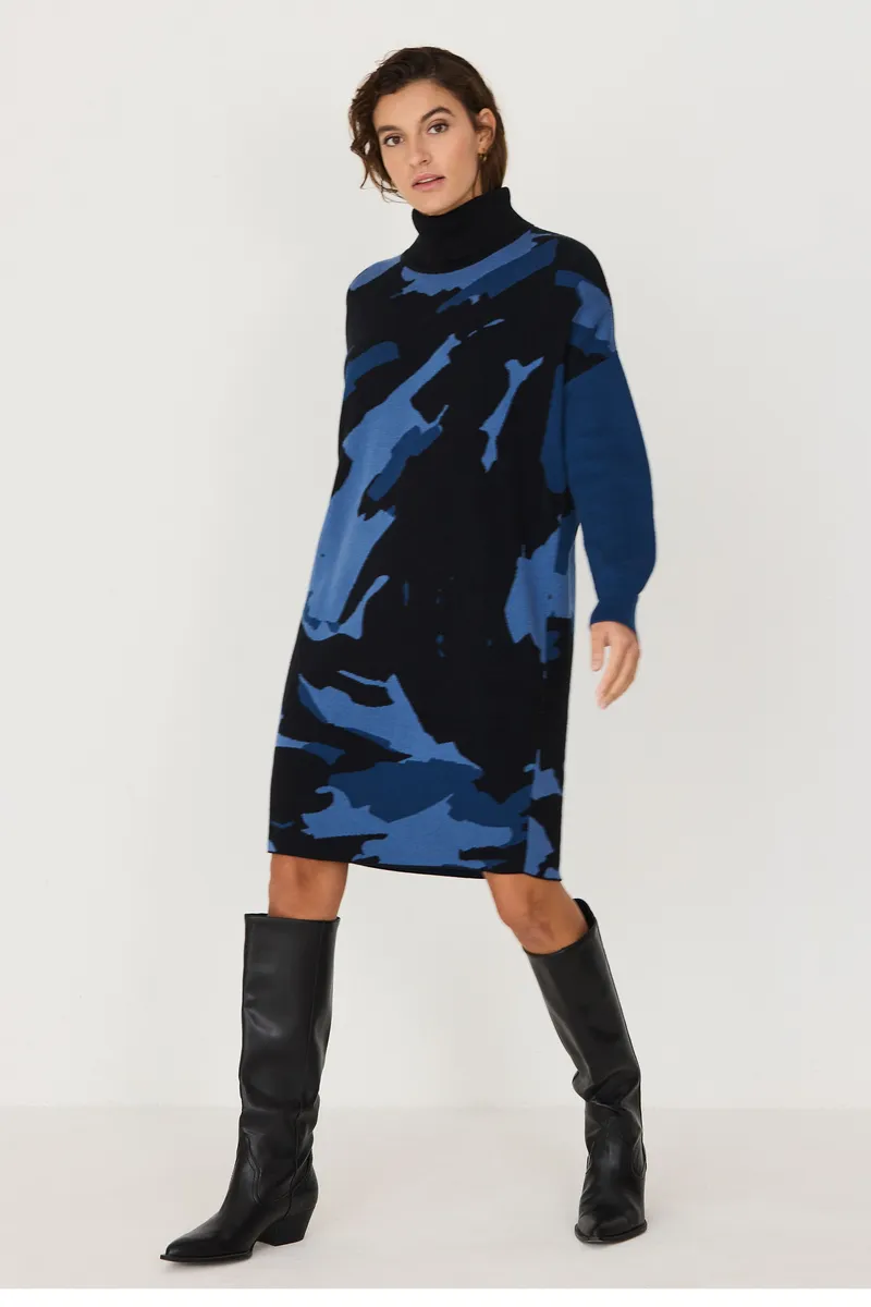 SKFK SKFK Damen vegan Kleid Haira Mit Trichterkragen Mehrfarbig, Schwarz, – Produktbild 2 von 2