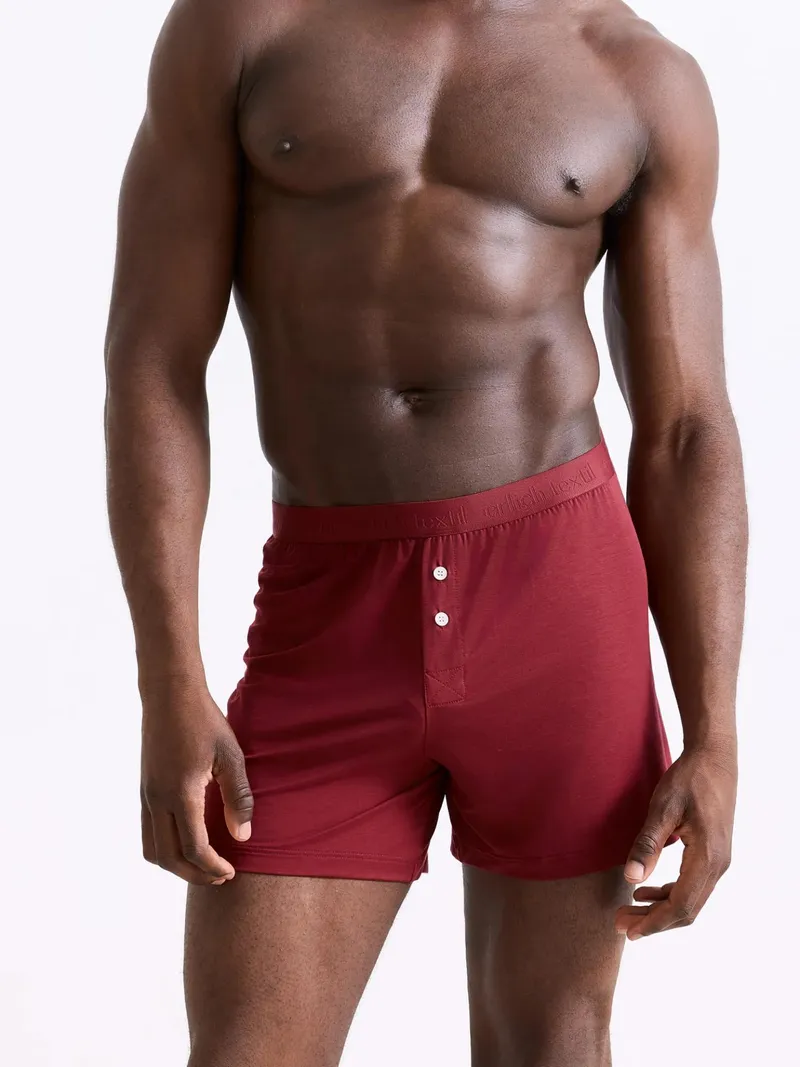 erlich textil erlich textil Light Touch Boxers, weite Boxershorts aus weichem Modal, made in Europe, Bordeaux, – Produktbild 1 von 6