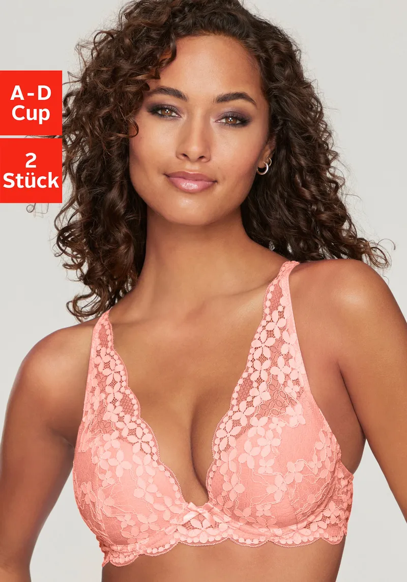 petite fleur by Lascana Push-up-BH apricot + weiß, Apricot + weiß, – Produktbild 2 von 3