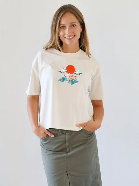 Kultgut Kultgut Artdesign - Boxi Shirt aus naturbelassener Biobaumwolle / Zum Morgenland, Natur, – Produktbild 2 von 4