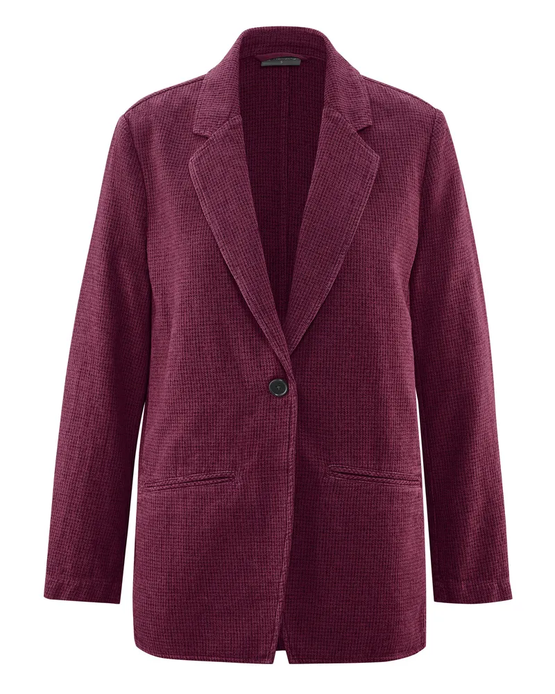 HempAge Hempage Damen vegan Blazer Pepita Weinrot, Rot, – Produktbild 1 von 2