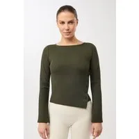 mandala MANDALA Damen vegan Longsleeve Side Button Blattgrün – Produktbild 1 von 1