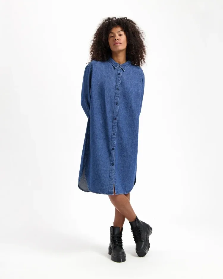 Kuyichi Kuyichi Damen vegan Denim Kleid Sabine Blau, Dunkelblau, – Produktbild 1 von 2