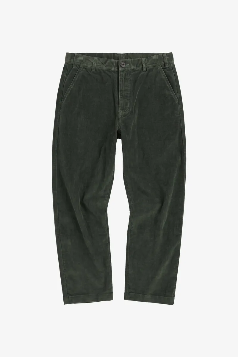 KnowledgeCotton Apparel KnowledgeCotton Apparel Herren vegan Chino-Hose Flint Wide Corduroy Forrest Night Green, Dunkelgrün, – Produktbild 2 von 3