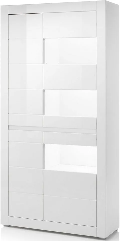 Home affaire Vitrine Carat Höhe 198 cm, zwei Leisten angeliefert, 1 x grau, 1 x weiss, Weiß, – Produktbild 5 von 8