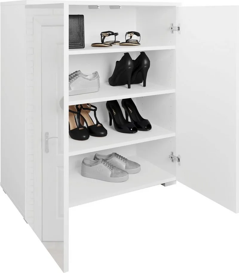OTTO home Schuhkommode Paris, zwei Türen mit verstellbaren Einlegeböden, Breite 70cm, Weiß, – Produktbild 4 von 5
