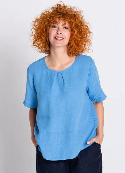 Heidekönigin Heidekönigin Leinen Blusenshirt, Azurblau, – Produktbild 1 von 4