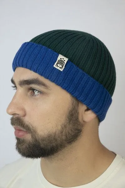 Kiwistories Strickmütze Slim Fit anliegend aus Merino-Wolle Unisex, Blau, – Produktbild 1 von 4