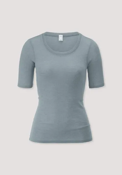 hessnatur hessnatur T-Shirt PURE FUNCTION aus Bio-Merinowolle mit Seide, Sturmblau, – Produktbild 3 von 4