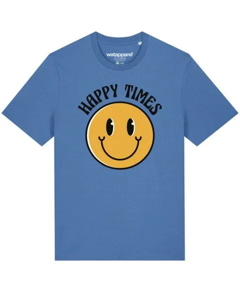 watapparel watapparel T-Shirt Unisex Happy times smiley emoji, Bright blue, – Produktbild 1 von 4