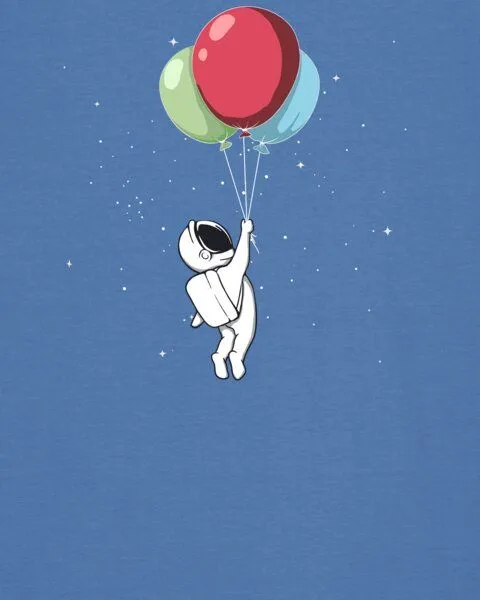 watapparel watapparel T-Shirt Unisex Little Balloon Astronaut, Bright blue, – Produktbild 3 von 3