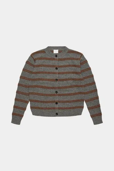 FUB FUB - Cardigan Lambswool, Steel melange/hazel melange, – Produktbild 1 von 4