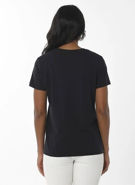ORGANICATION ORGANICATION Damen Basic T-Shirt aus Bio-Baumwolle mit V-Ausschnitt, Black, – Produktbild 4 von 4