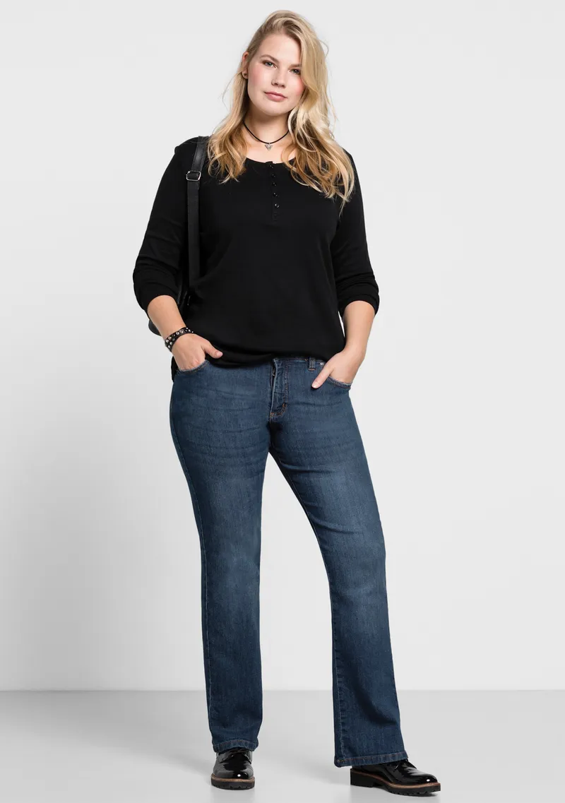 sheego Bootcut-Jeans dark blue denim, Dark blue denim, – Produktbild 2 von 2