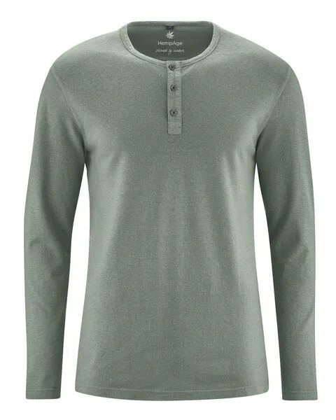 HempAge HempAge Herren Langarm-Shirt Hanf/Bio Baumwolle, Thyme (grün), – Produktbild 1 von 3