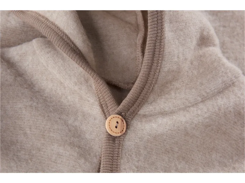 Cosilana Cosilana Baby und Kinder Kapuzenoverall Wolle-Baumwolle Fleece latte macchiat Gr.86/92, Braun, – Produktbild 2 von 2