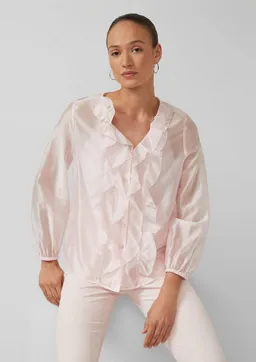 s.Oliver s.Oliver Langarmbluse Bluse Luftige Lyocell-Bluse mit Volants – Produktbild 1 von 1