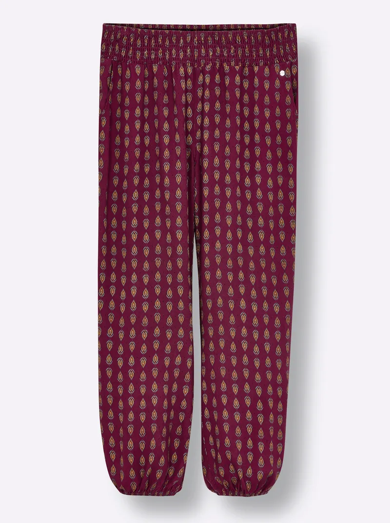 sheego Schlupfhose bordeaux-burgund-bedruckt, Bordeaux-burgund-bedruckt, – Produktbild 2 von 2