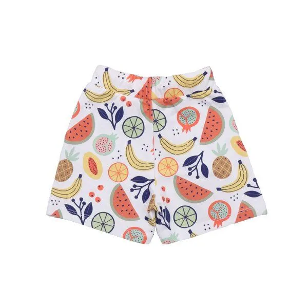 Walkiddy Kinder Shorts GOTS zertifiziert – Mehrfarbiges Früchtemuster, Bund mit Kordel, weich & bequem | von Walkiddy, Mehrfarbig, – Produktbild 2 von 3