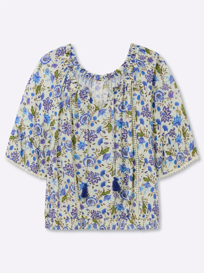 sheego by Joe Browns Tunika champagner-royalblau-gemustert, Champagner-royalblau-gemustert, – Produktbild 1 von 2