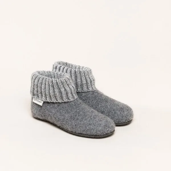 Gottstein Gottstein Kinder-Hüttenschuh Alpine Boot FE - Kinderhausschuh für Mädchen & Jungen aus 100% Schurwolle, Grau, – Produktbild 2 von 6